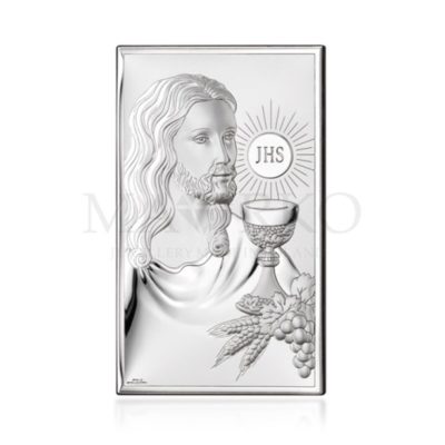 Obrazek srebrzony I Komunia Św. – Jezus ( 6,5 x11cm)