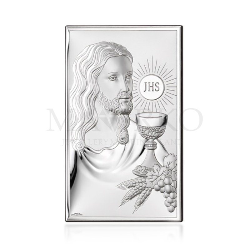 Obrazek srebrzony (6,5 x 11cm) I Komunia Św. – Jezus