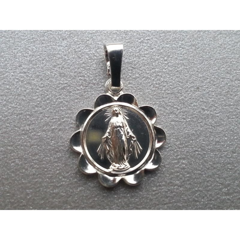 Medalik srebrny MB Niepokalana ( kwiatuszek mały)