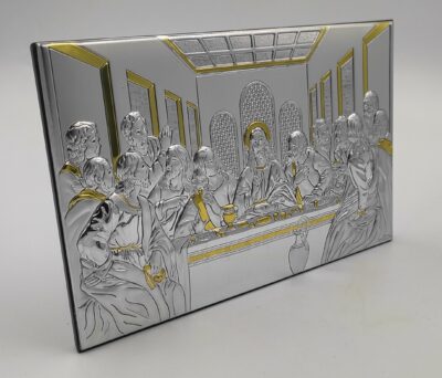 Obrazek srebrzony (12 x 20cm) Ostatnia Wieczerza złocona