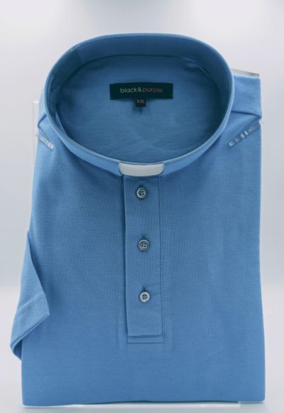 Koszulka polo pod koloratkę (niebieska)