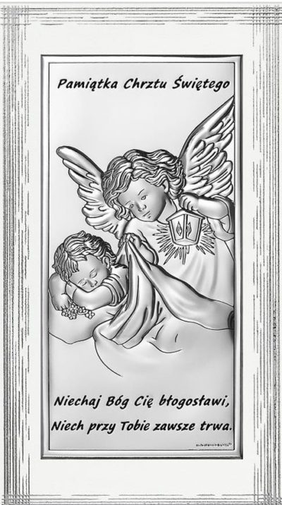 Obrazek srebrny- Anioł Stróż