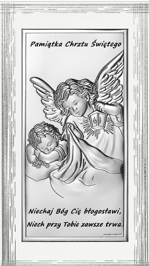 Obrazek srebrny- Anioł Stróż