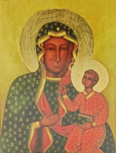 Ikona na drewnie - Matka Boża Częstochowska