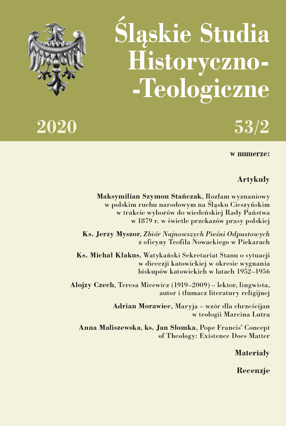 Śląskie Studia Historyczno-Teologiczne 53/2 (2020)