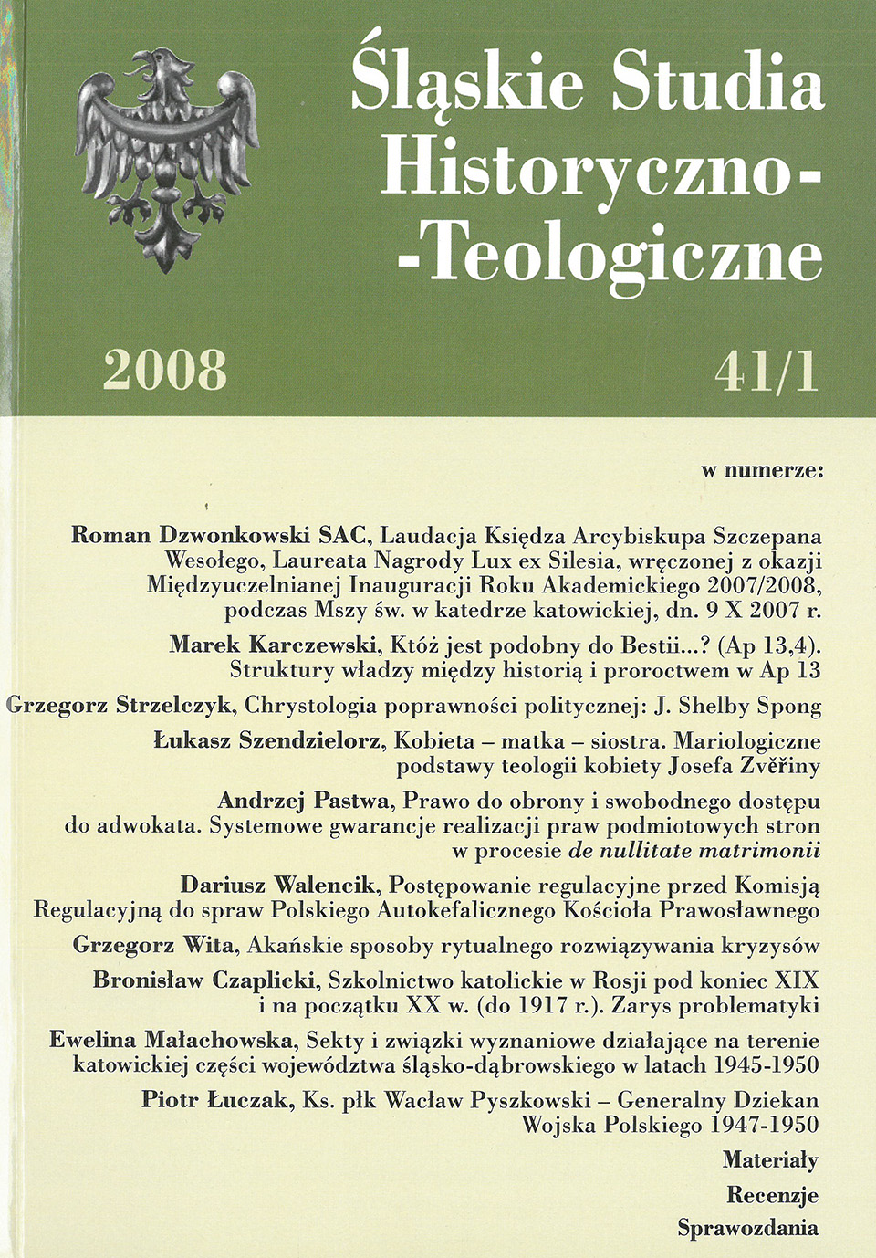 Śląskie Studia Historyczno-Teologiczne (41/1, 2008)