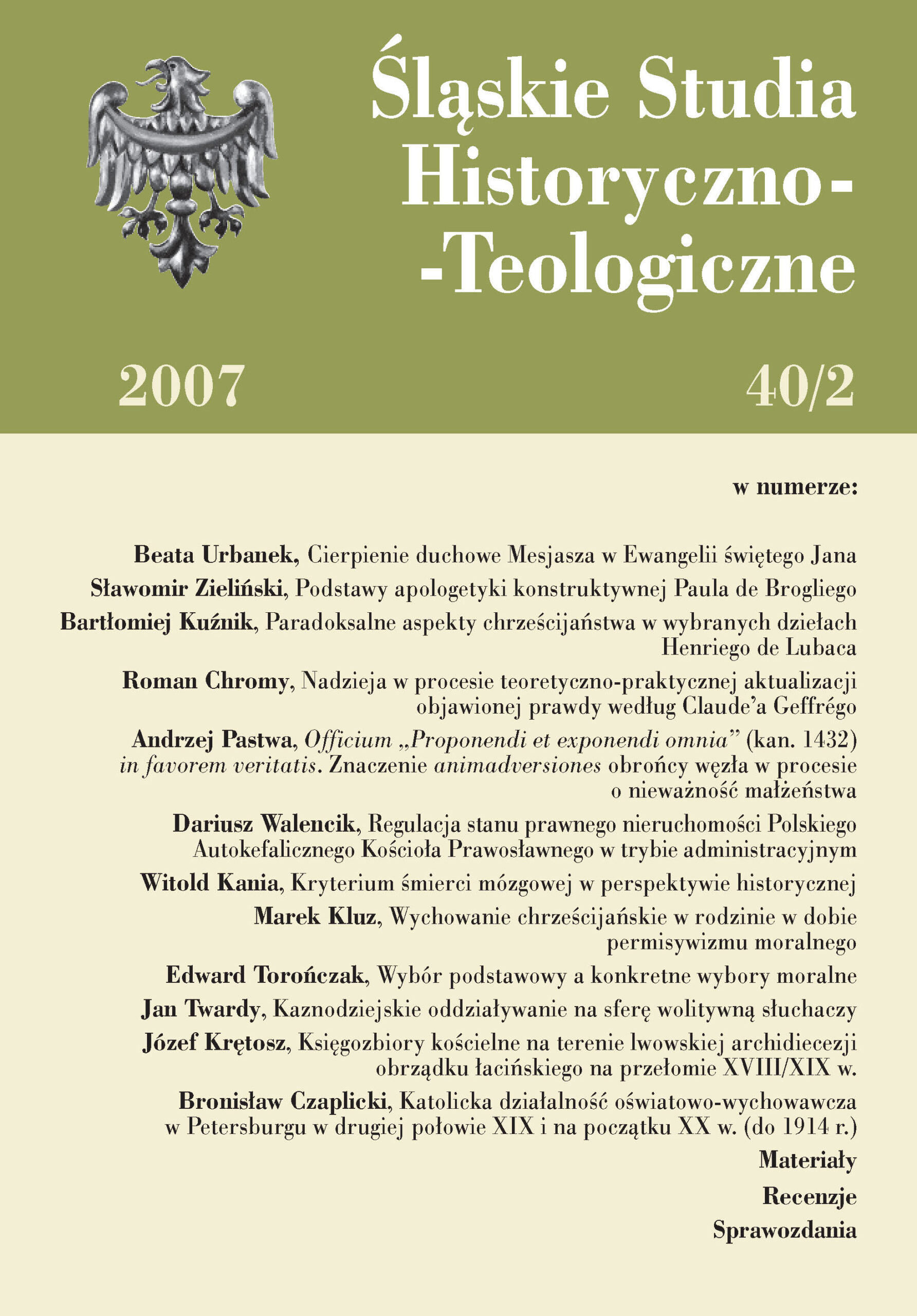 Śląskie Studia Historyczno-Teologiczne (40/2, 2007)