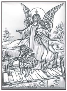 Obrazek srebrzony (9 x 13 cm) Anioł Stróż