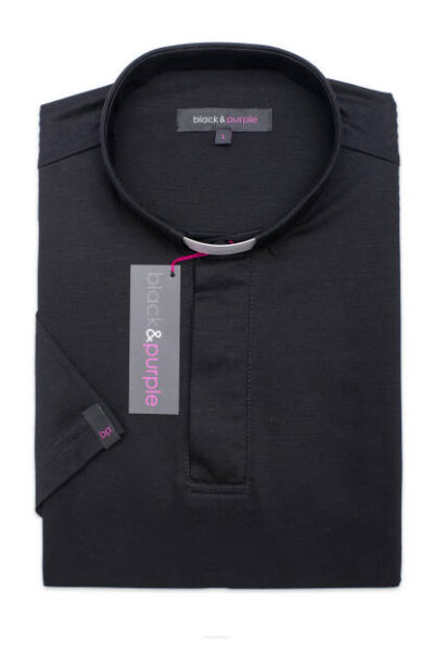 Koszula kapłańska polo pod koloratkę Jersey czarna rozm. 3XL ( 100 % bawełna)