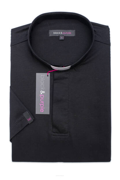 Koszula kapłańska polo pod koloratkę Jersey czarna rozm. XL ( 100 % bawełna)