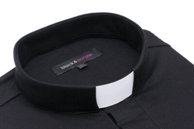 Koszula kapłańska polo pod koloratkę  Jersey czarna rozm. XXL ( 100 % bawełna)