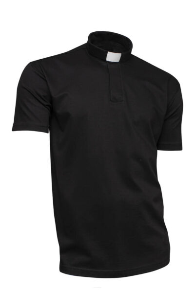 Koszula kapłańska polo pod koloratkę Jersey czarna rozm. L ( 100 % bawełna)