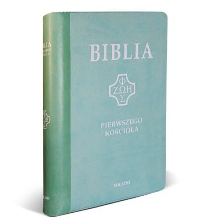 Pismo Święte ST i NT/Vocatio/zamek, skóra, paginatory, miętowa/Biblia Pierwszego Kościoła